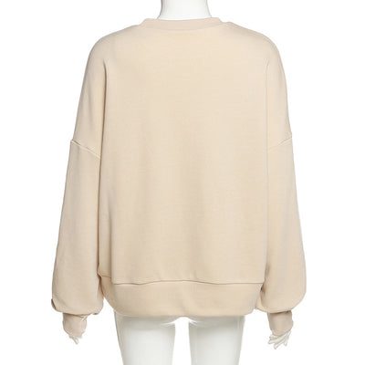 Sudadera Suelta con Cuello Redondo y Bordado en Mangas Largas - Image 11