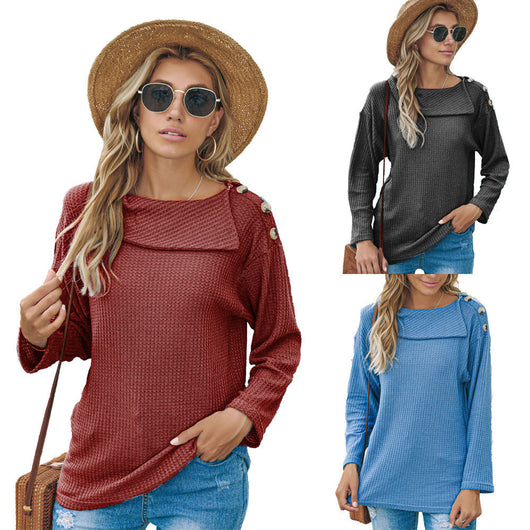 Suéter Tejido con Botones y Mangas Largas Holgado para Mujer - Image 7