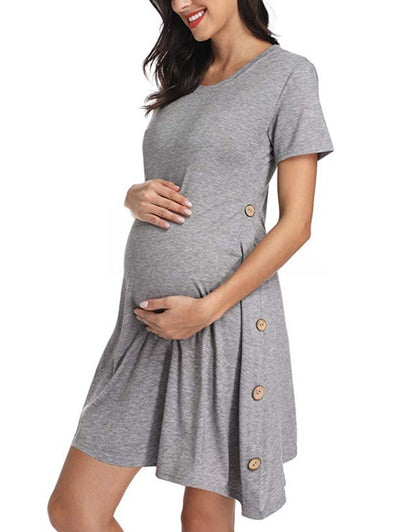 Vestido Premamá Corto Botones Liso - Comodidad y Estilo - Image 7