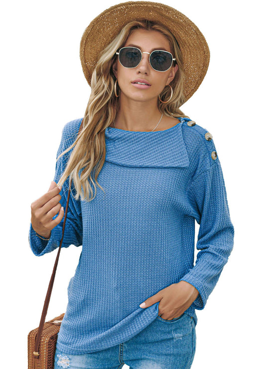 Suéter Tejido con Botones y Mangas Largas Holgado para Mujer - Image 9