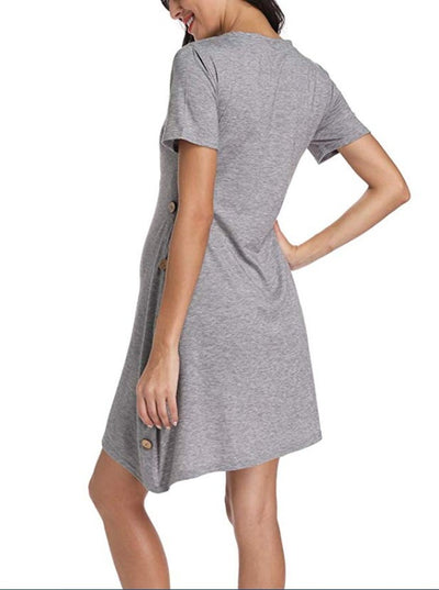 Vestido Premamá Corto Botones Liso - Comodidad y Estilo - Image 11