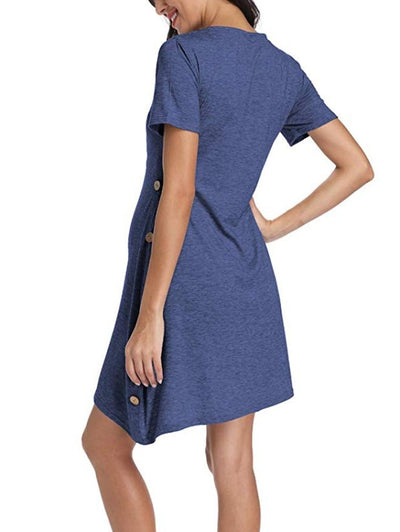 Vestido Premamá Corto Botones Liso - Comodidad y Estilo - Image 13