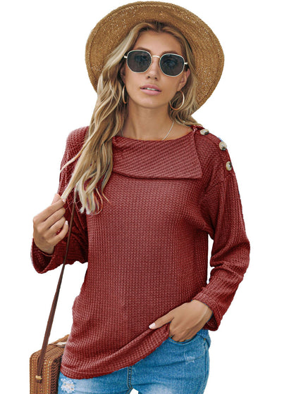Suéter Tejido con Botones y Mangas Largas Holgado para Mujer - Image 12