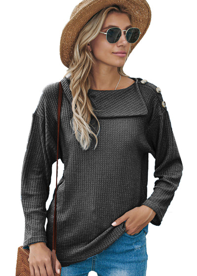Suéter Tejido con Botones y Mangas Largas Holgado para Mujer - Image 15