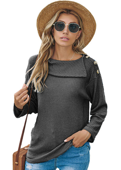 Suéter Tejido con Botones y Mangas Largas Holgado para Mujer - Image 16