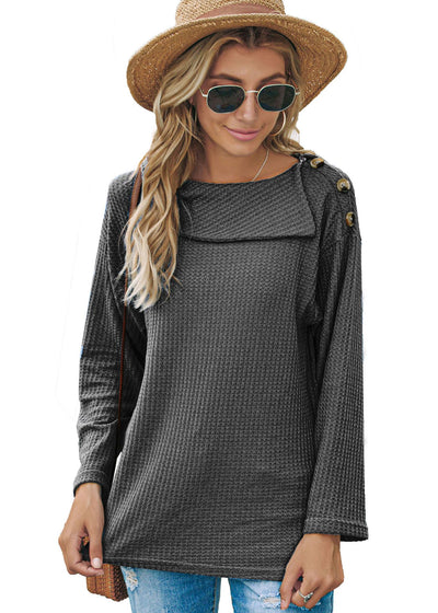 Suéter Tejido con Botones y Mangas Largas Holgado para Mujer - Image 17