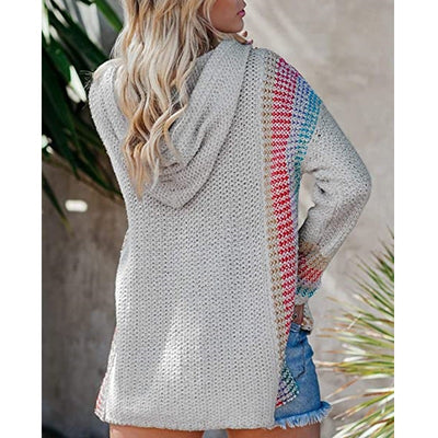 Sudadera Suelta con Capucha y Rayas de Colores - Image 17