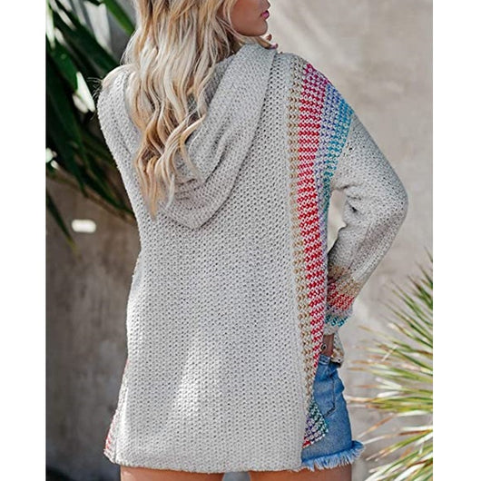 Sudadera Suelta con Capucha y Rayas de Colores - Image 17