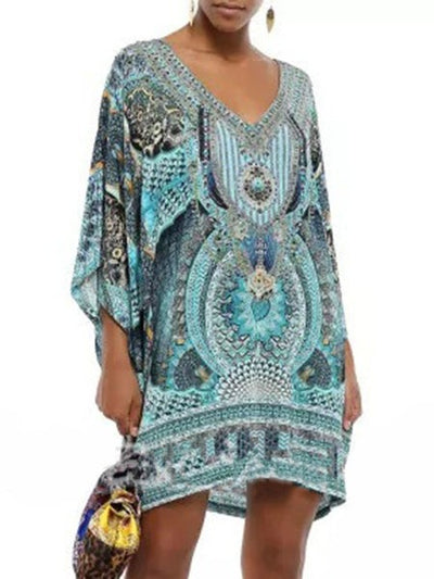 Vestido Bohemio Largo con Escote en V y Mangas Largas - Image 11