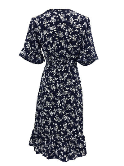 Vestido Floral de Gasa con Escote V y Cordones - Image 9