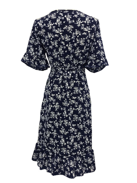 Vestido Floral de Gasa con Escote V y Cordones - Image 9