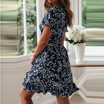 Vestido Floral de Gasa con Escote V y Cordones - Image 20