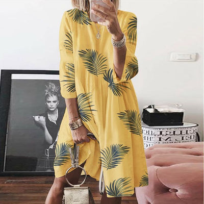 Vestido de Lino Retro con Estampado Explosion Cuello Redondo para Mujer - Image 17