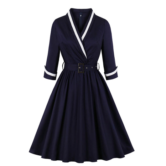 Vestido Elegante con Escote en V Profundo y Mangas Abullonadas - Image 7