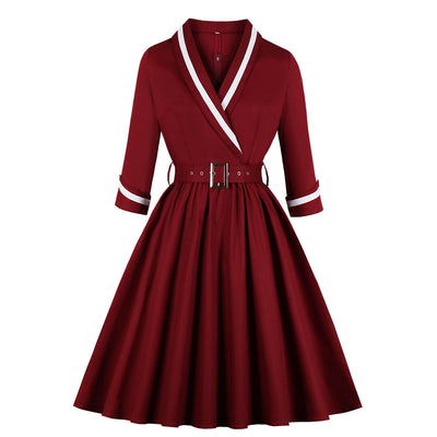 Vestido Elegante con Escote en V Profundo y Mangas Abullonadas - Image 9