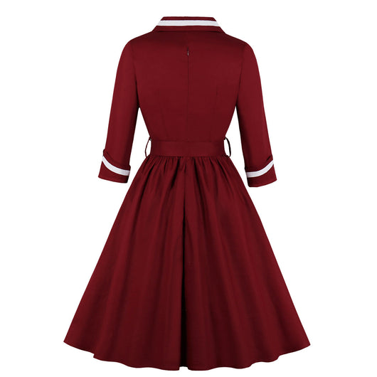 Vestido Elegante con Escote en V Profundo y Mangas Abullonadas - Image 10