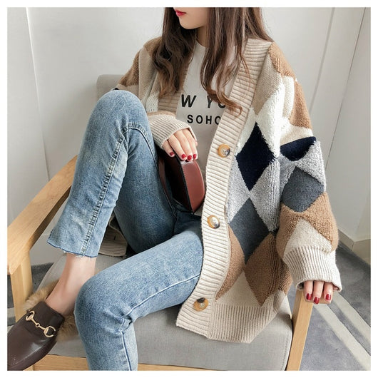 Cardigan de Punto Coreano Holgado Estilo Relajado - Abrigo Grueso - Image 8
