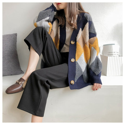 Cardigan de Punto Coreano Holgado Estilo Relajado - Abrigo Grueso - Image 10