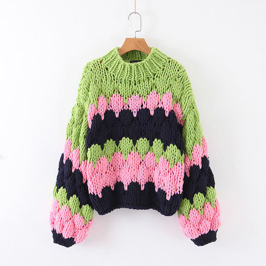 Suéter de Algodón Tejido a Mano, Oversized y Acogedor - Image 9