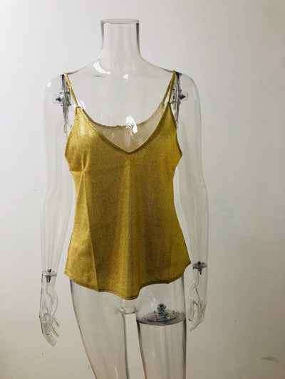 Top Escotado con Tirantes Dorados - Chaleco Casual Sexy - Image 35