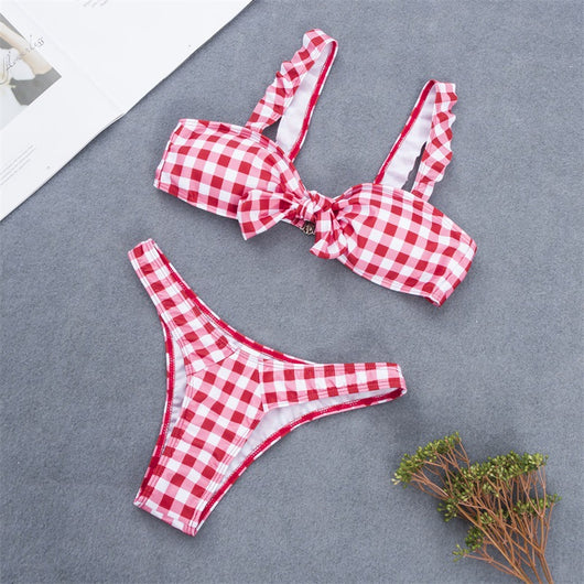 Traje de Baño Mujer Escote Cruzado a Rayas - Image 7