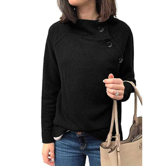 Blusa Clásica de Cuello Redondo con Botones y Mangas Largas - Image 12
