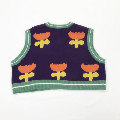 Chaleco Tejido Floral Cuello V Mujer - Suéter Corto Holgado Otoño Invierno - Image 12