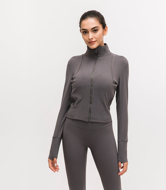 Chaqueta Deportiva para Yoga con Cuello Alto y Manga Larga - Image 9