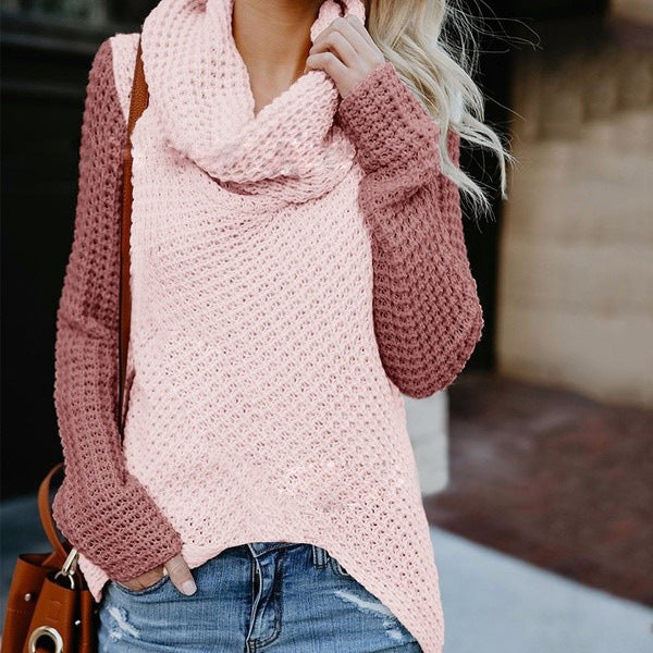 Suéter de cuello alto con patchwork