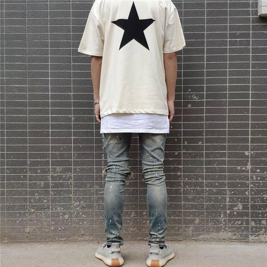 Playera Oversized Estrella Doble Línea - Estilo Urbano Tendencia - Image 14