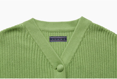 Cardigan de Punto Verde Pasto - Suéter Versátil y Confortable - Image 5