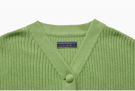 Cardigan de Punto Verde Pasto - Suéter Versátil y Confortable - Image 5