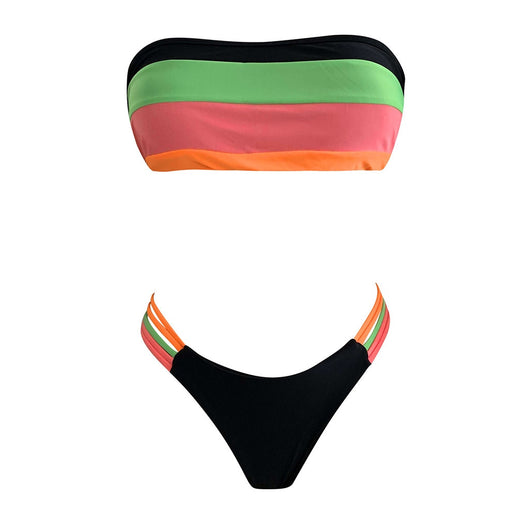 Bikini Deportivo con Diseño de Rayas y Costuras Contrastantes - Image 18