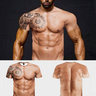 Playera 3D con Estampa de Músculo - Cuello Redondo para Hombre - Image 6