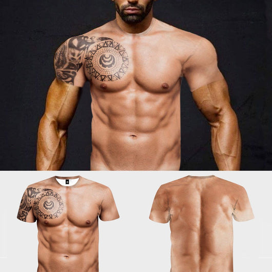 Playera 3D con Estampa de Músculo - Cuello Redondo para Hombre - Image 6
