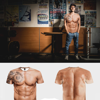 Playera 3D con Estampa de Músculo - Cuello Redondo para Hombre - Image 7