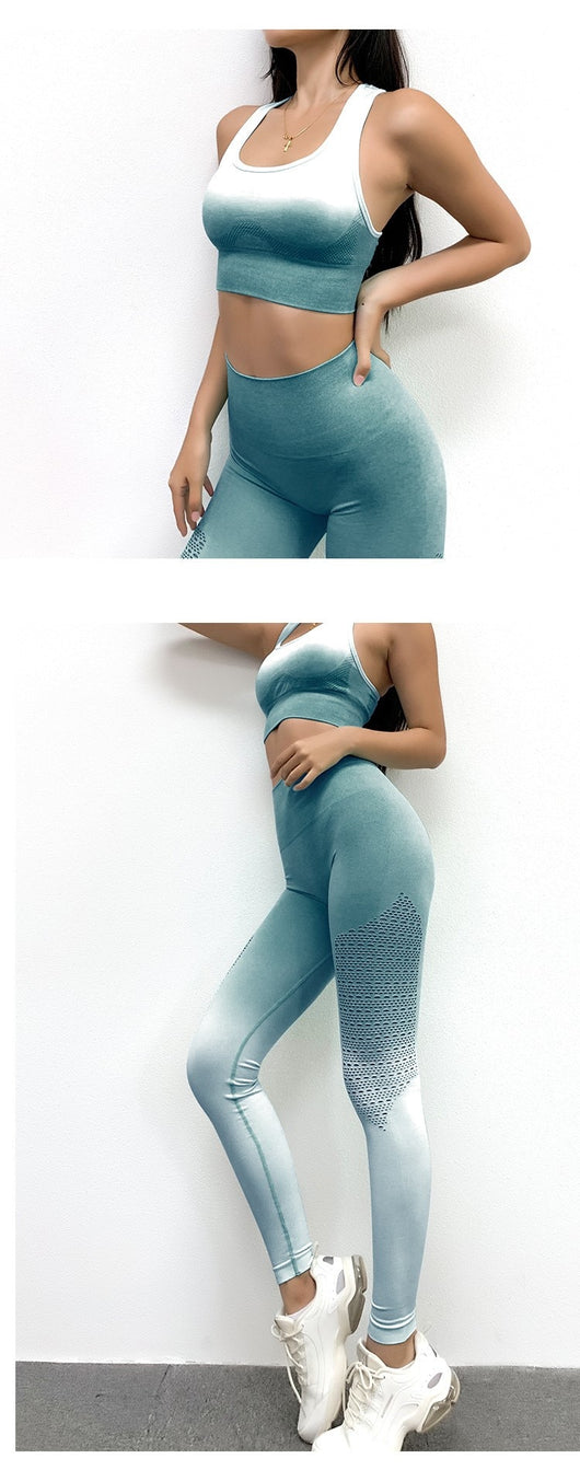Pantalones de yoga sin costuras con degradado tie-dye y diseño calado - Image 18