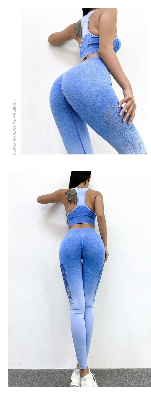 Pantalones de yoga sin costuras con degradado tie-dye y diseño calado - Image 24