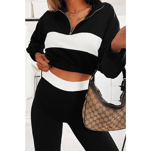 Conjunto de Dos Piezas con Cuello de Pie y Costuras en Contraste - Image 28