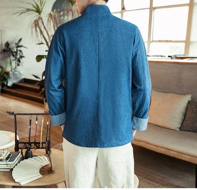 Chaqueta Denim Hanfu Retro - Fusión de Moda Oriental y Estilo Contemporáneo - Image 20