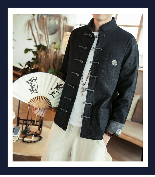Chaqueta Denim Hanfu Retro - Fusión de Moda Oriental y Estilo Contemporáneo - Image 21