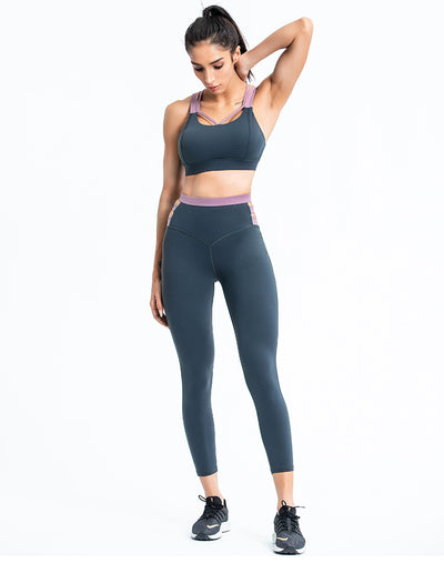Conjunto Deportivo Yoga Mujer Ajustado Bicolor - Image 15