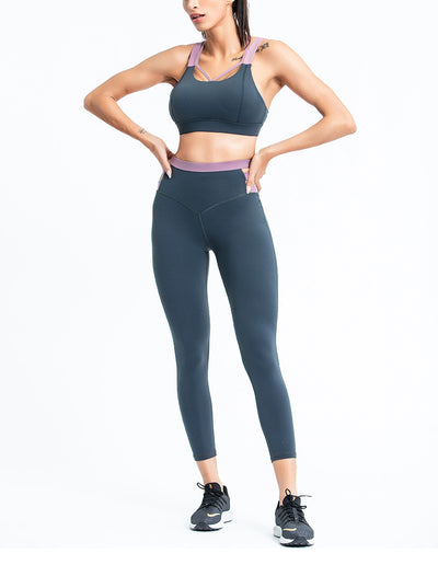 Conjunto Deportivo Yoga Mujer Ajustado Bicolor - Image 16