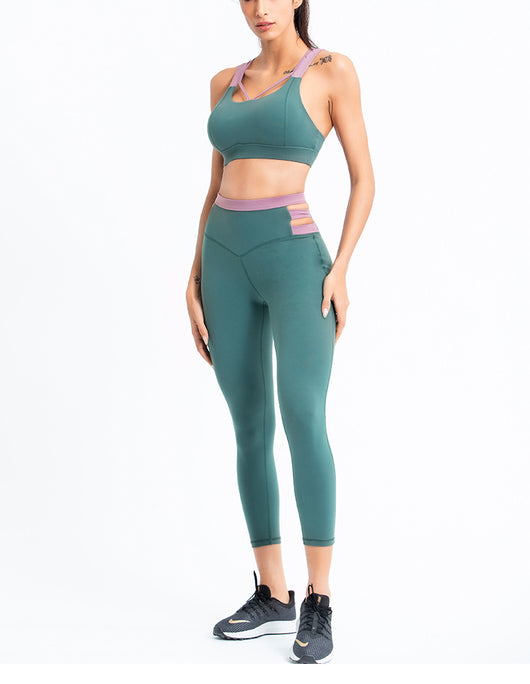 Conjunto Deportivo Yoga Mujer Ajustado Bicolor - Image 17
