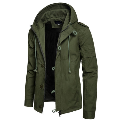 Chaqueta Militar Hombre Verde Oliva Ancha Casual con Capucha - Image 10