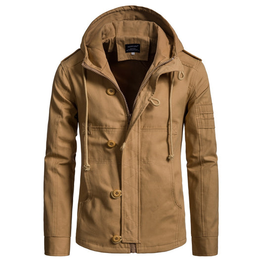 Chaqueta Militar Hombre Verde Oliva Ancha Casual con Capucha - Image 26