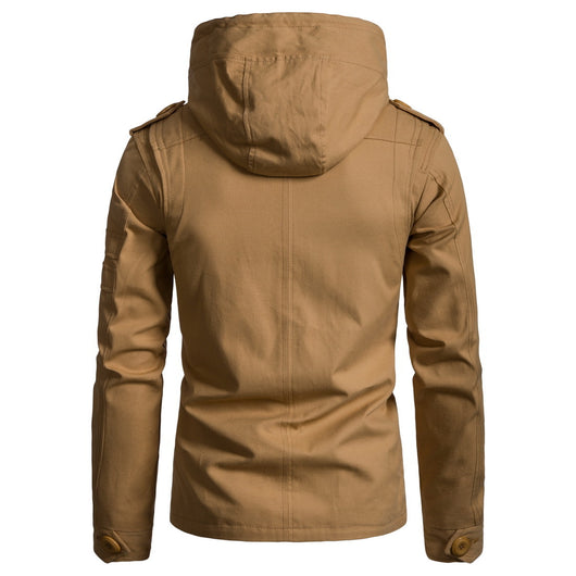 Chaqueta Militar Hombre Verde Oliva Ancha Casual con Capucha - Image 28
