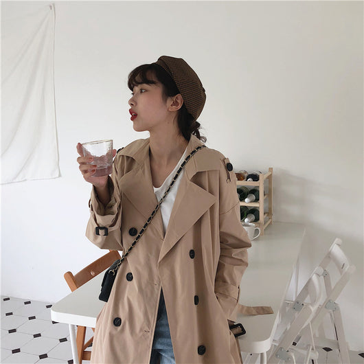 Abrigo Trench Coreano Doble Botonadura Casual - Image 9