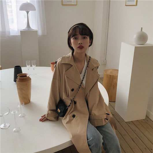 Abrigo Trench Coreano Doble Botonadura Casual - Image 23