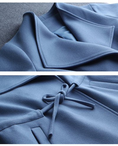 Abrigo de Lana Femenino Multiusos con Solapa y Cintura Ajustable - Image 12
